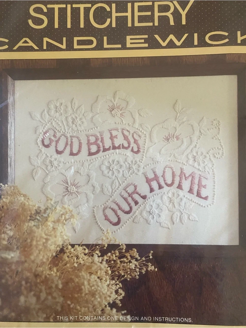 Sunset Stitchery Candlewick Wall Art - Navy and Gold